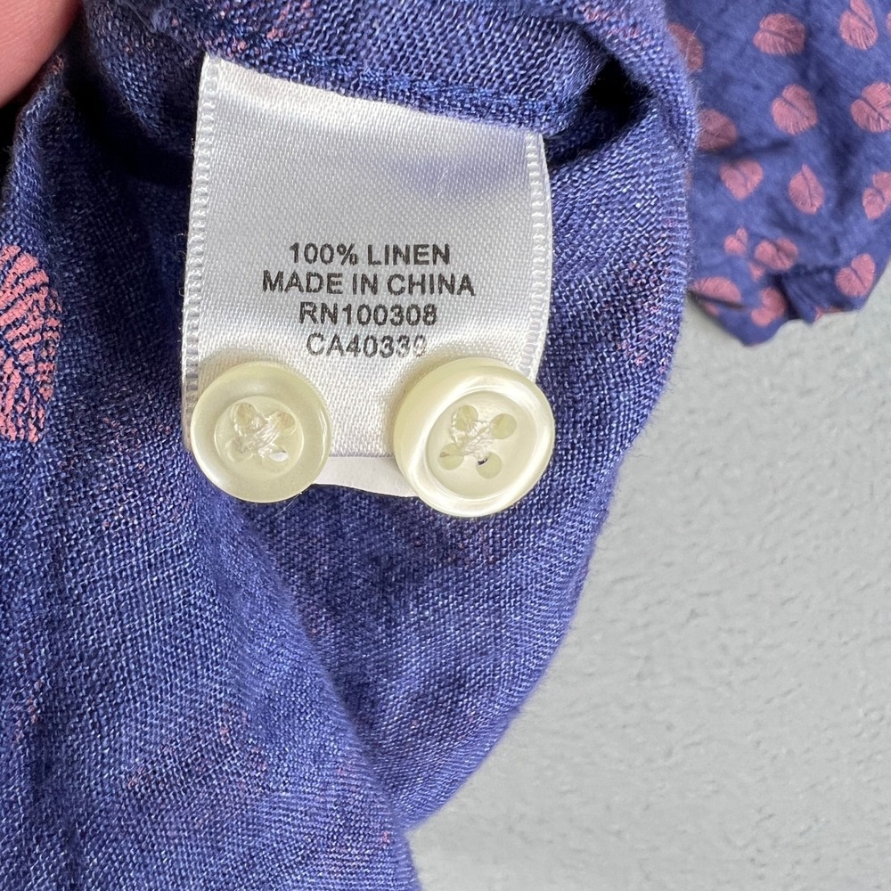 Peter Millar Linen Shirt Mens S Seaside Fronds Button Down Casual Beach Summer - Picture 7 of 10